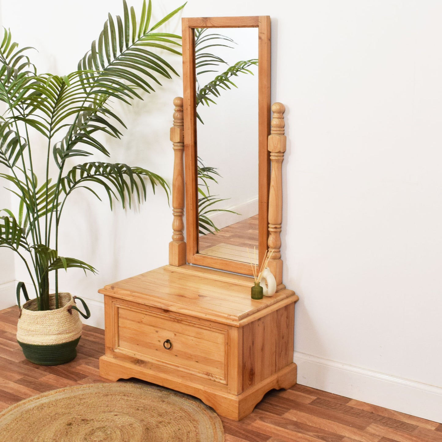 Cheval Dressing Mirror with Drawer Base