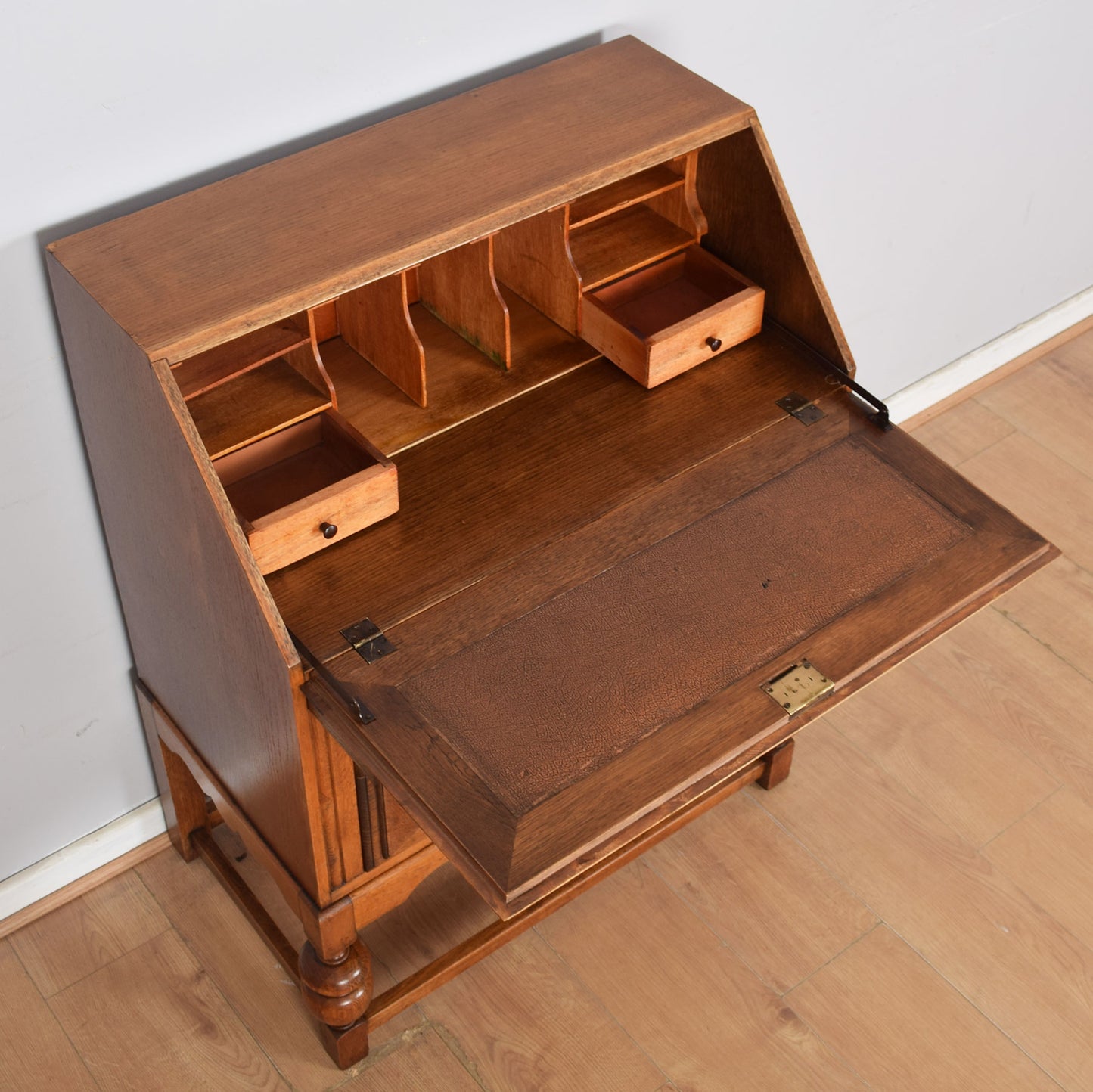 Ornate Carved Oak Writing Bureau