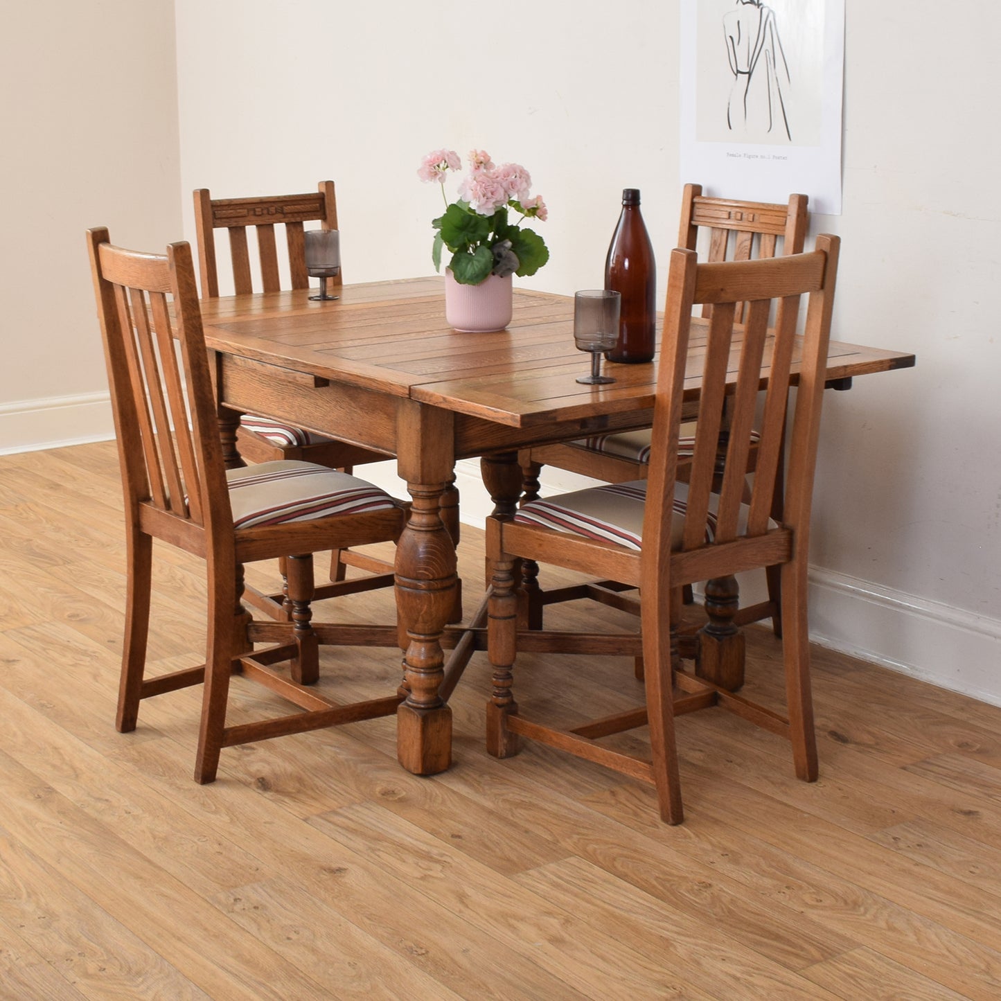 Draw Leaf Table And Four Chairs