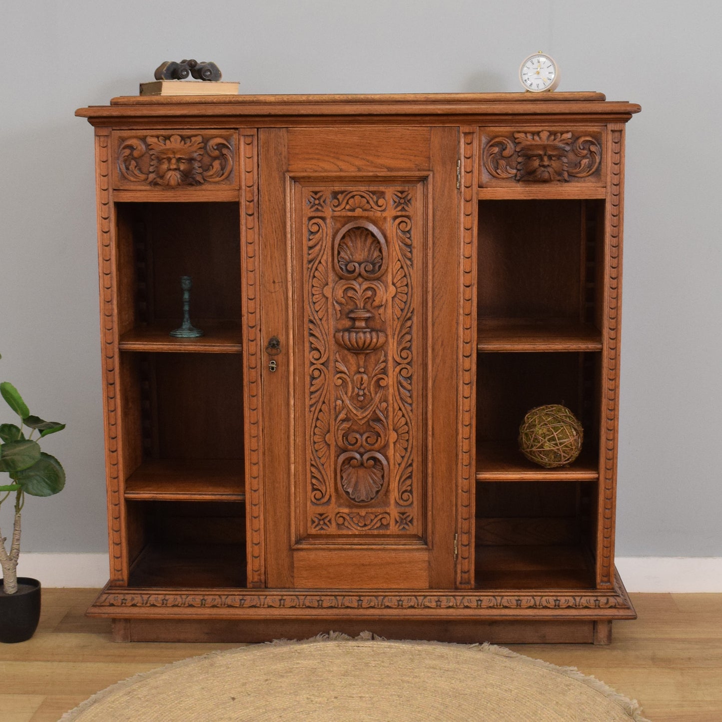 Carved Oak Green-Man Cupboard