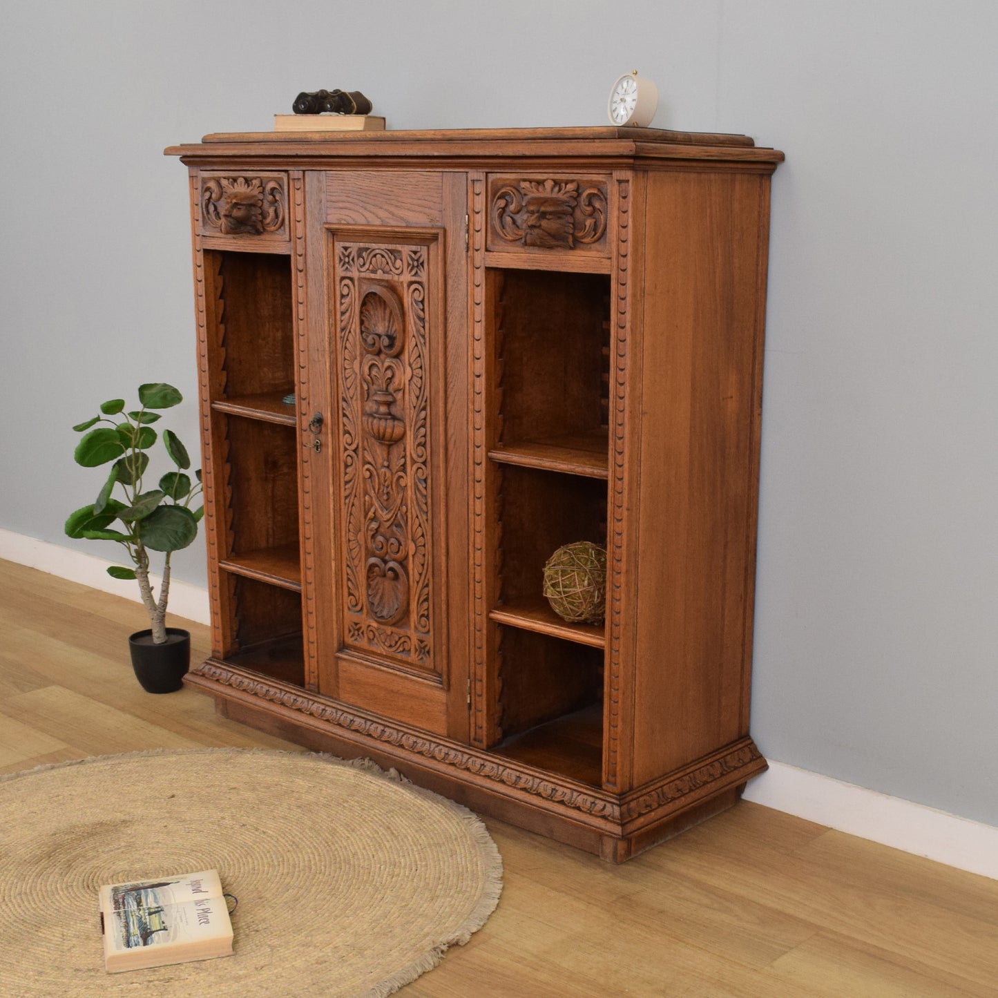 Carved Oak Green-Man Cupboard