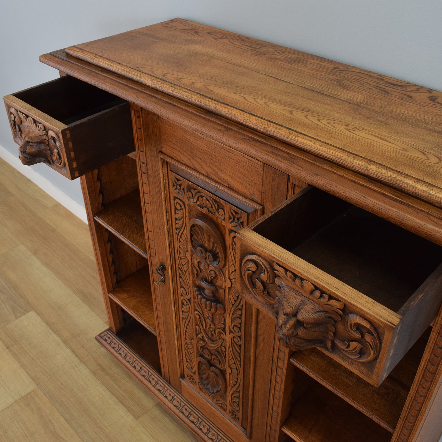 Carved Oak Green-Man Cupboard