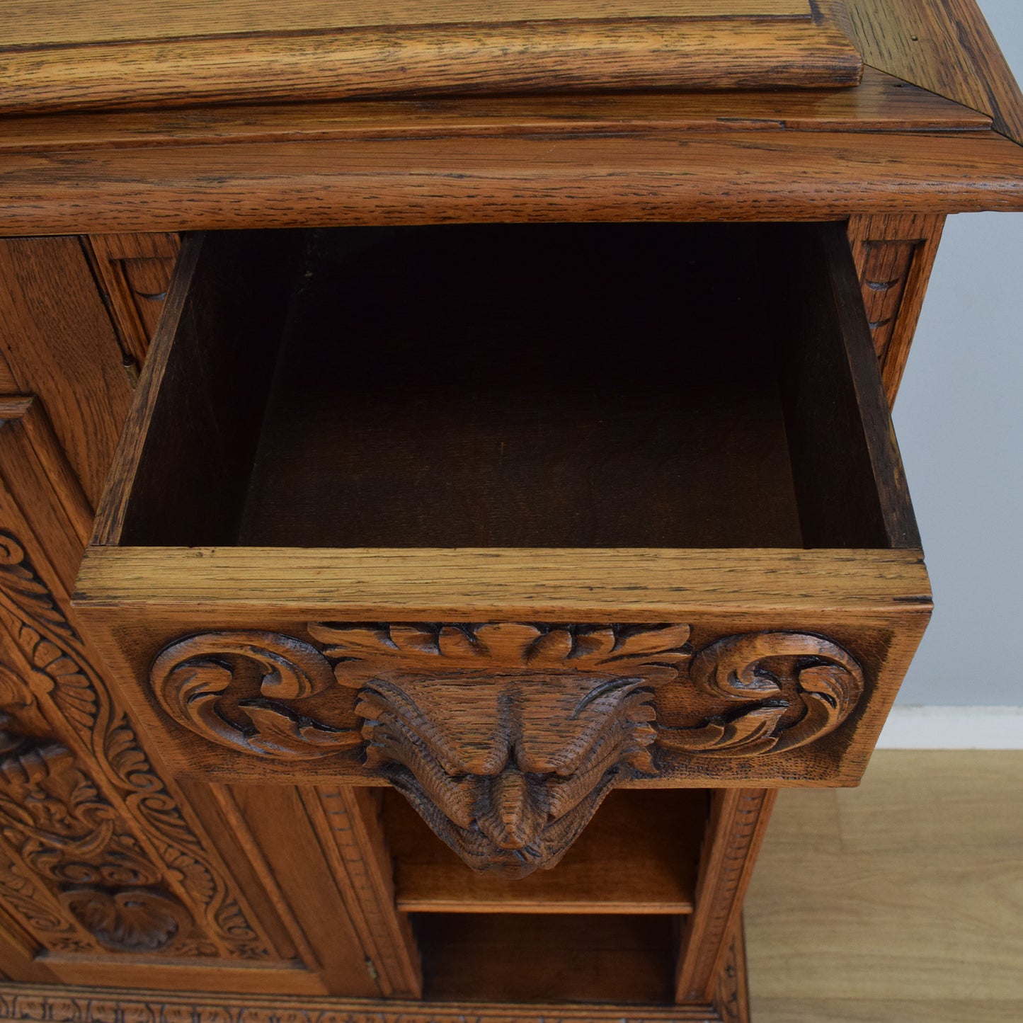 Carved Oak Green-Man Cupboard