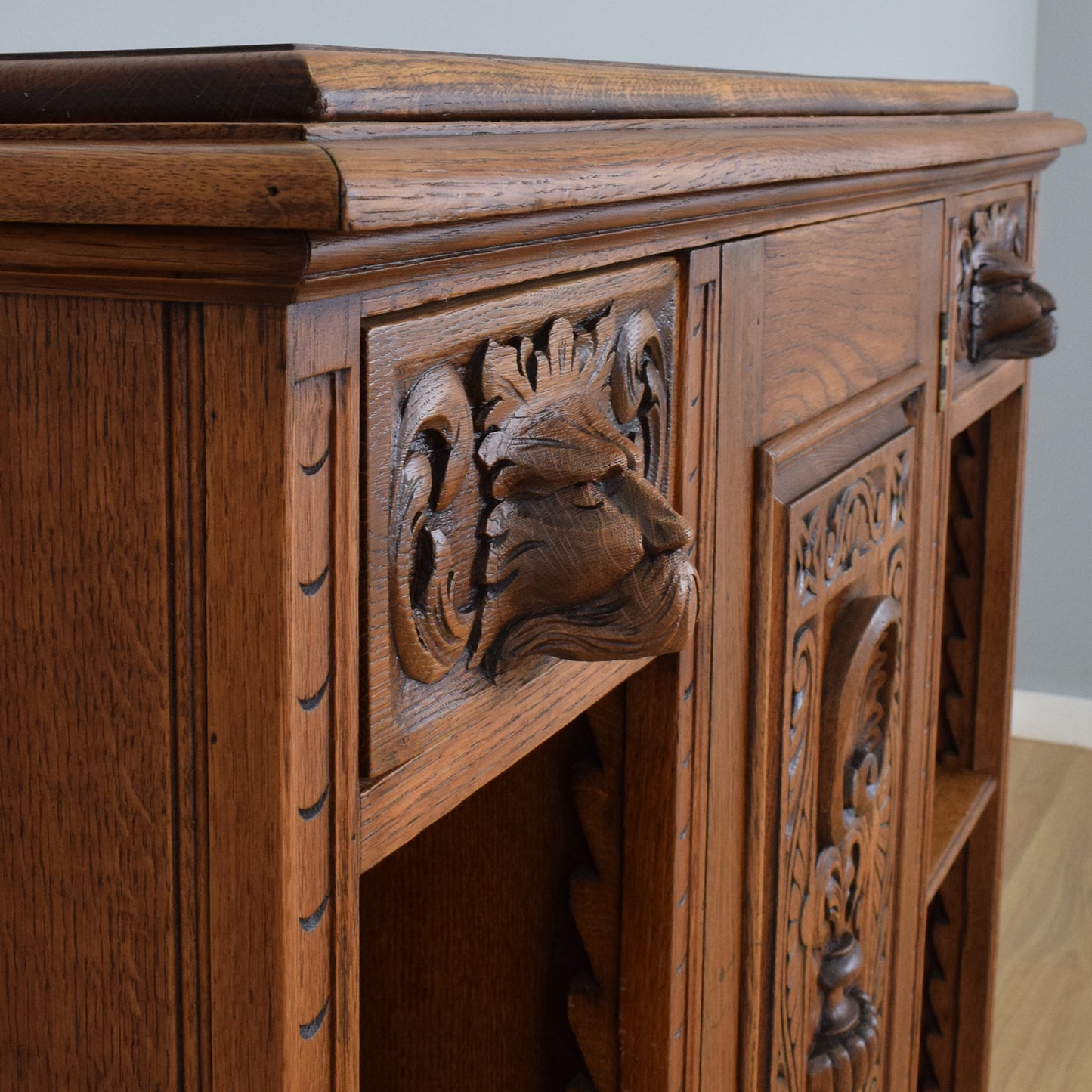 Carved Oak Green-Man Cupboard