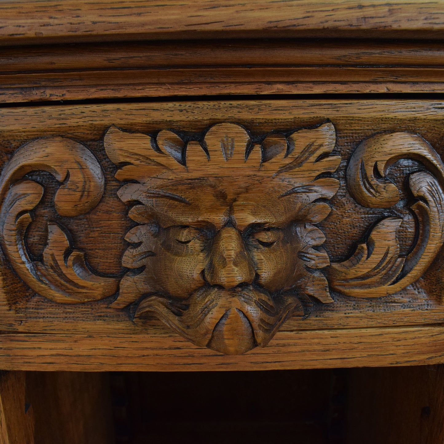 Carved Oak Green-Man Cupboard