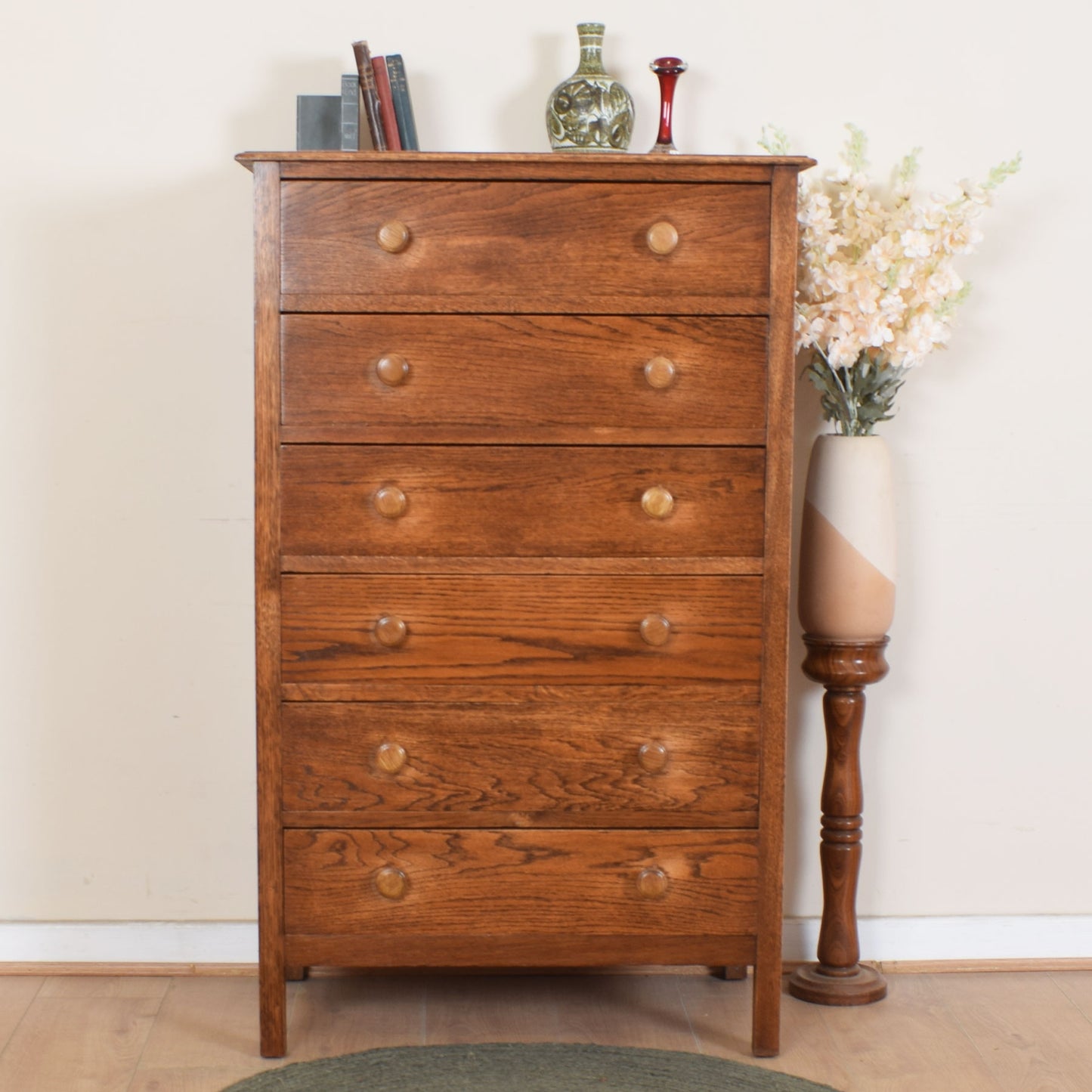 Tall Oak Chest Of Drawers