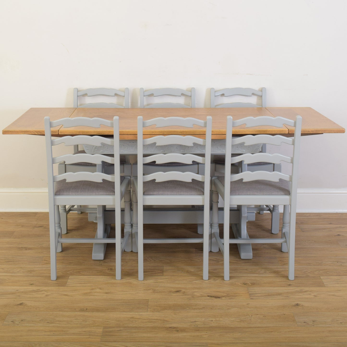 Painted Draw Leaf Table And Six Chairs