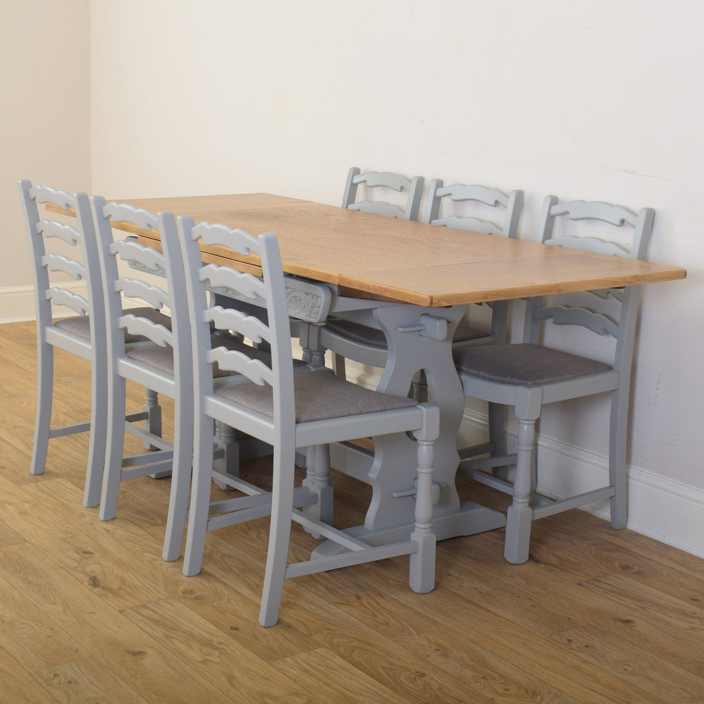 Painted Draw Leaf Table And Six Chairs