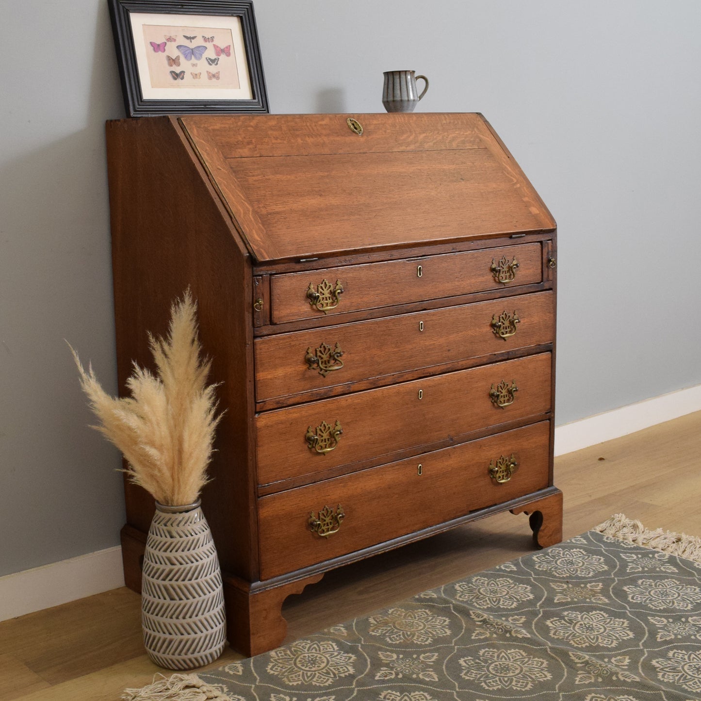 Large Antique Oak Bureau