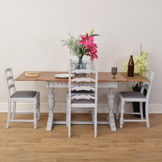 Painted Draw Leaf Table And Four Chairs