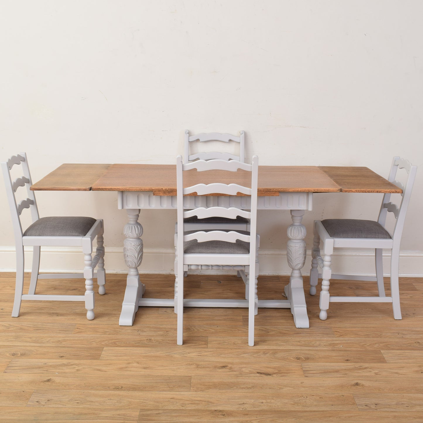 Painted Draw Leaf Table And Four Chairs