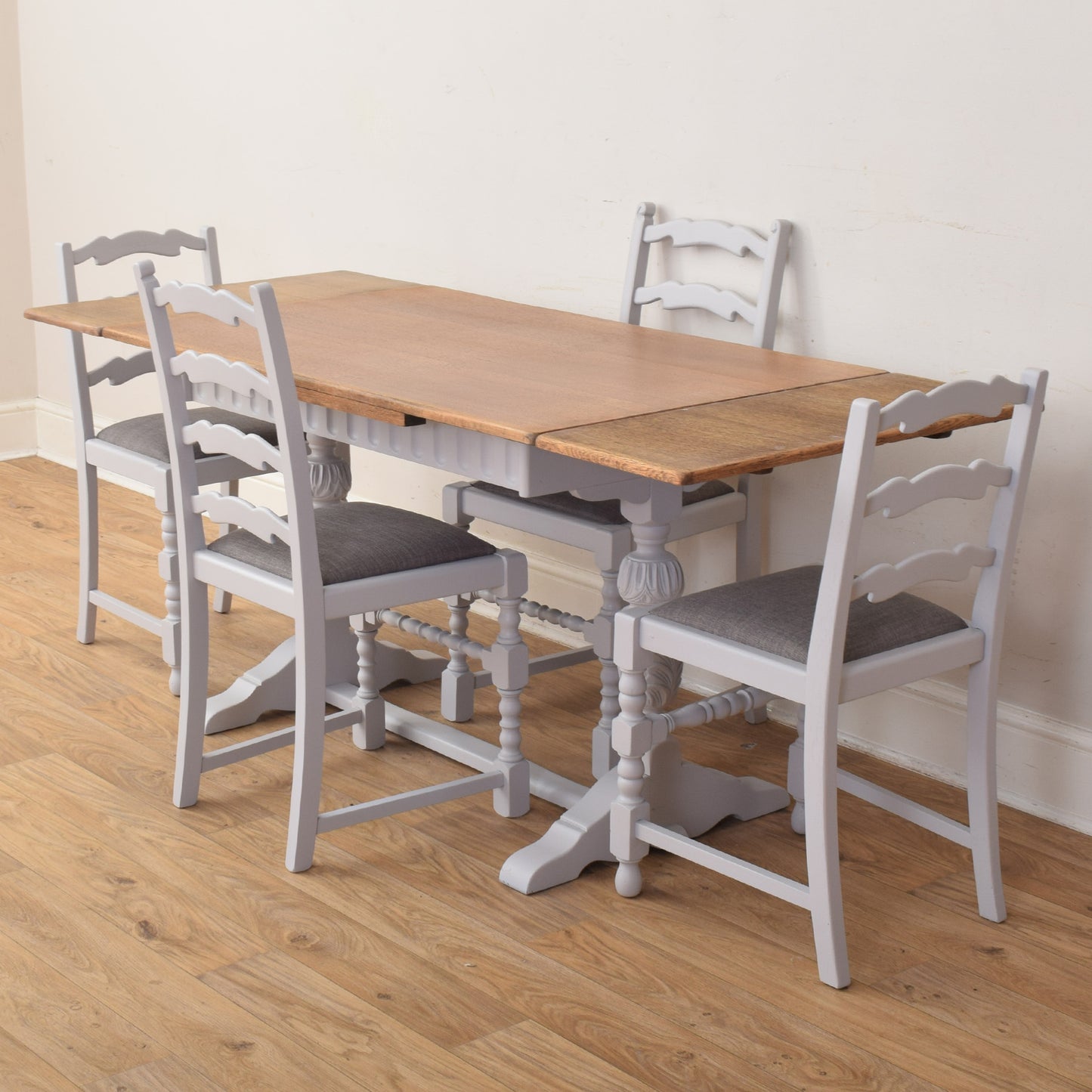 Painted Draw Leaf Table And Four Chairs