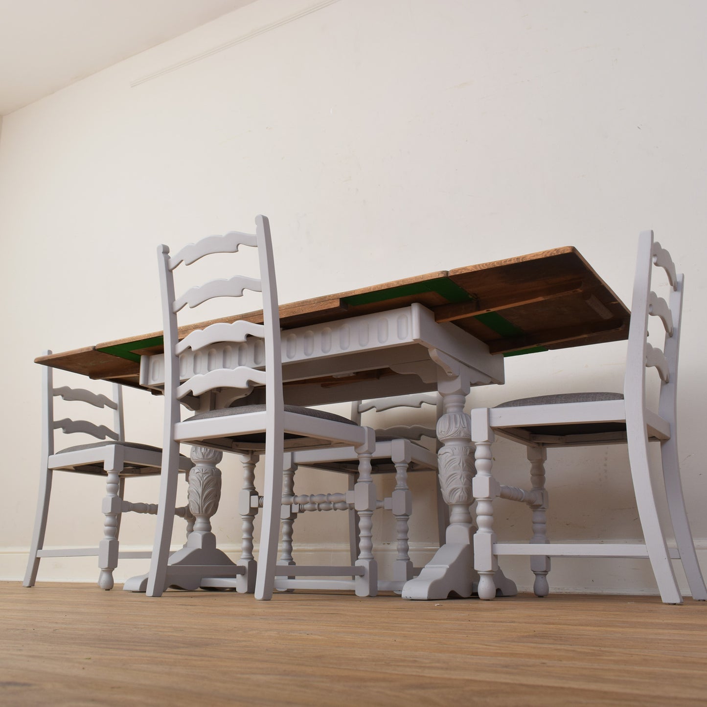 Painted Draw Leaf Table And Four Chairs