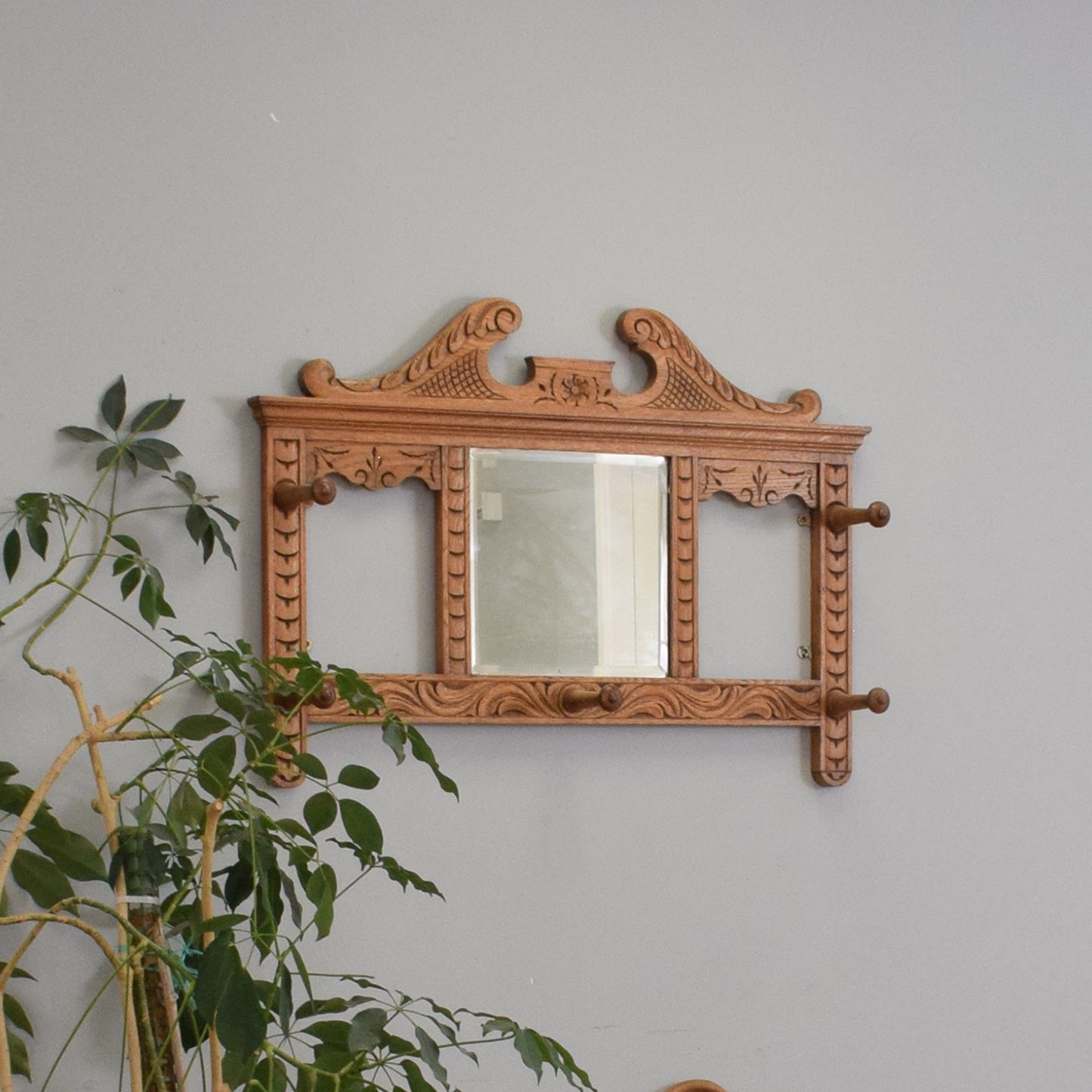 Carved Oak Wall Mirror