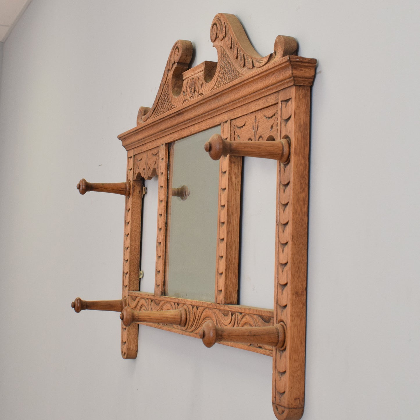 Carved Oak Wall Mirror