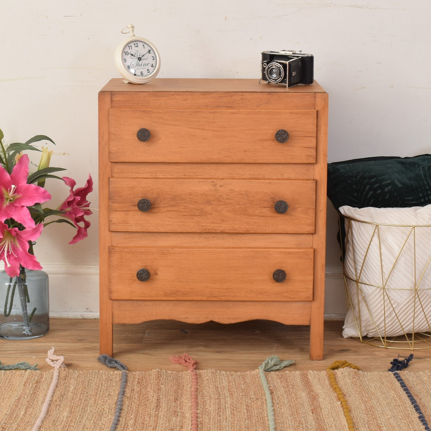 Oak Veneer Chest Of Drawers