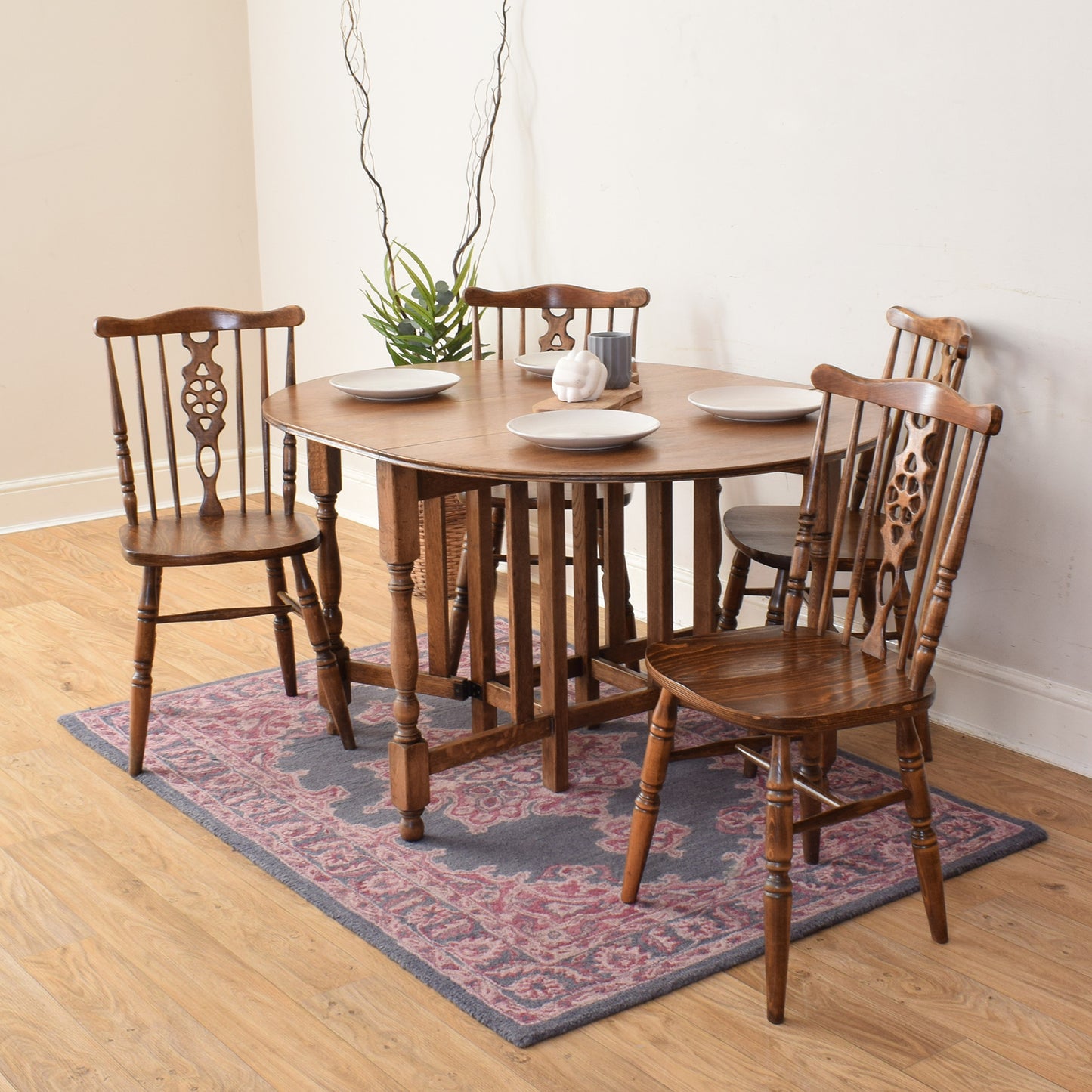 Oak Table And Four Chairs