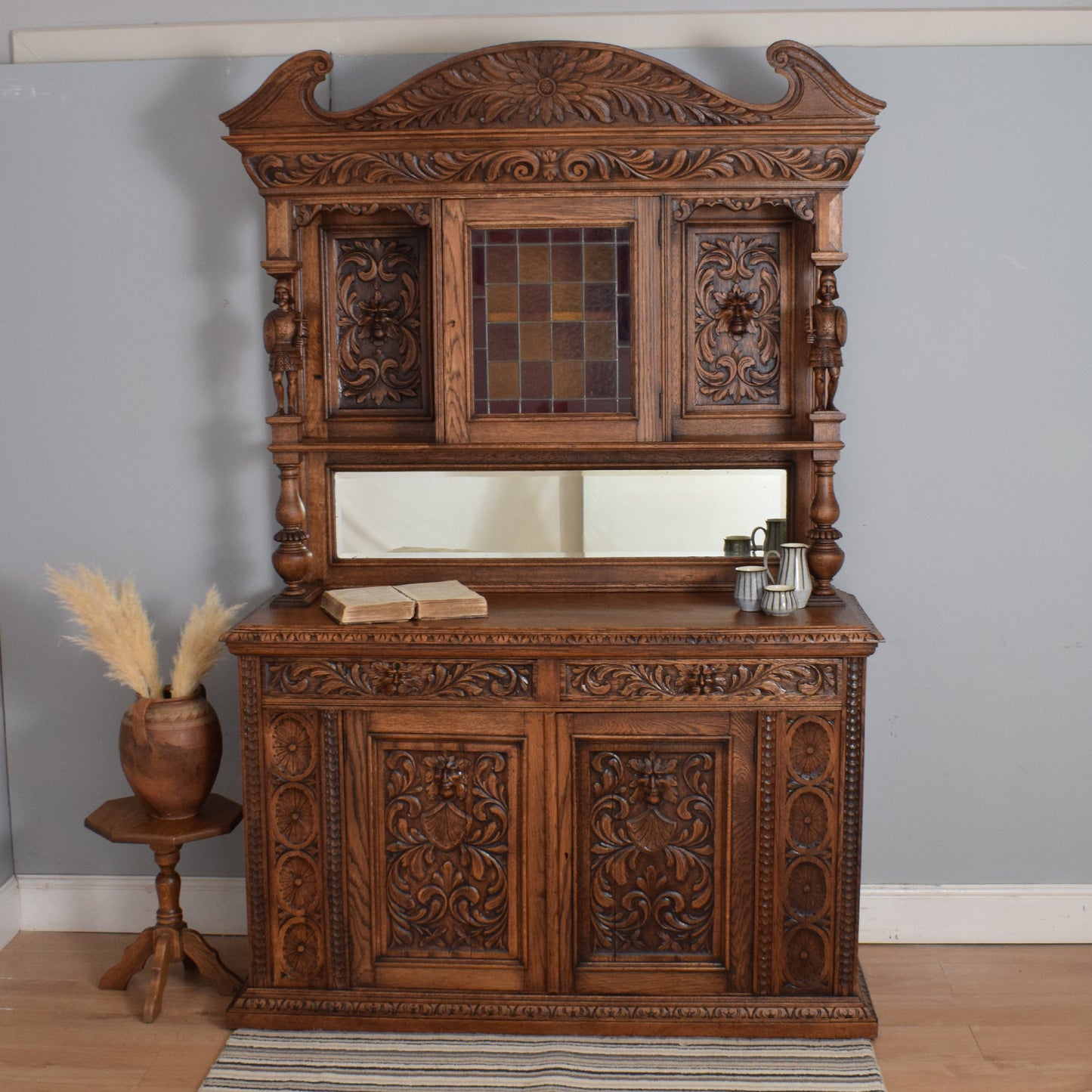 Antique Carved Green-Man Oak Dresser