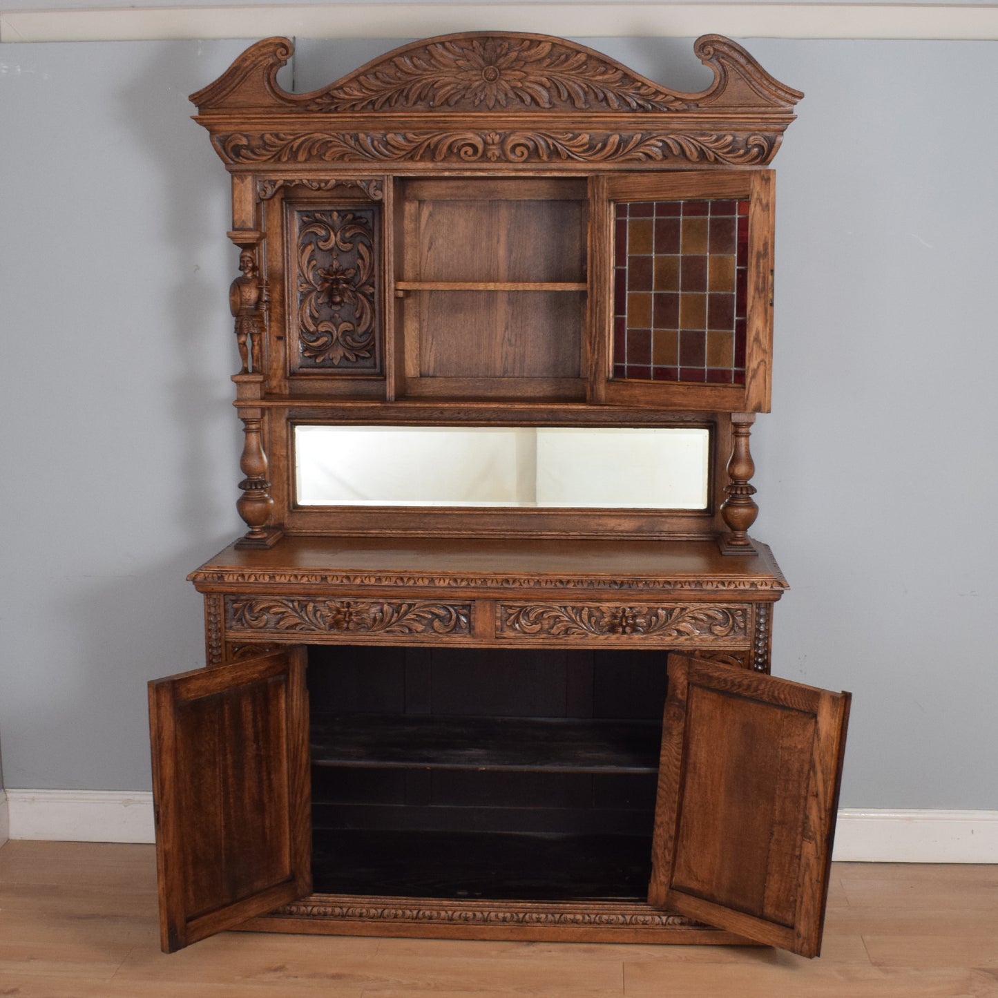 Antique Carved Green-Man Oak Dresser