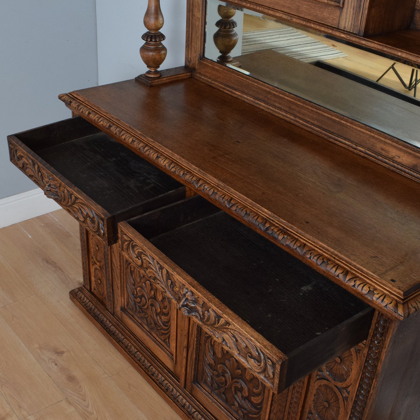 Antique Carved Green-Man Oak Dresser