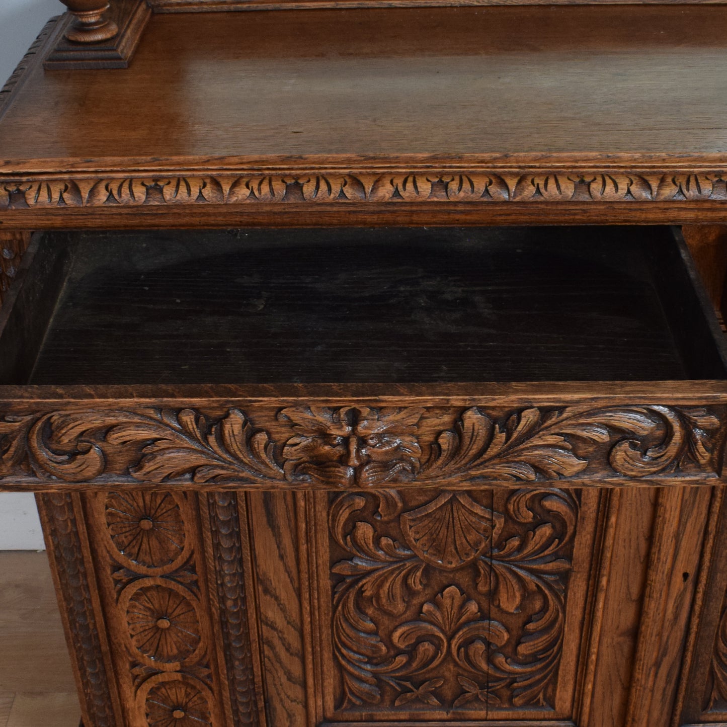 Antique Carved Green-Man Oak Dresser