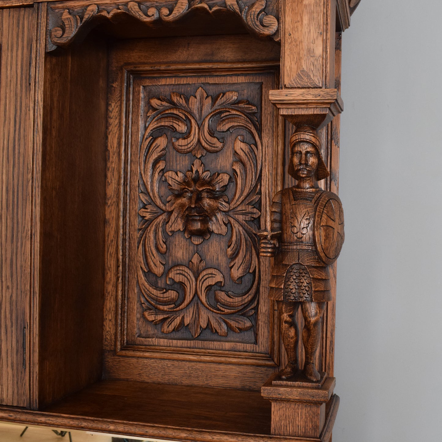 Antique Carved Green-Man Oak Dresser