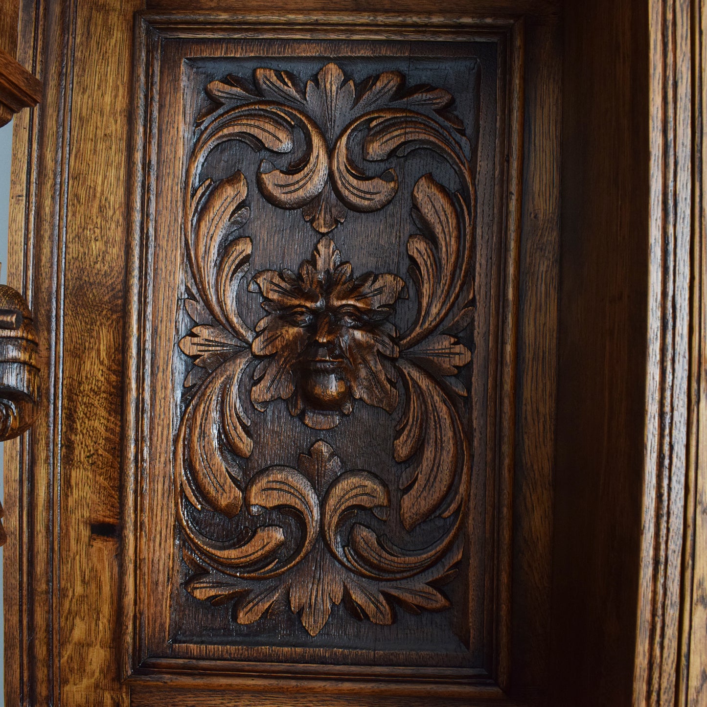 Antique Carved Green-Man Oak Dresser