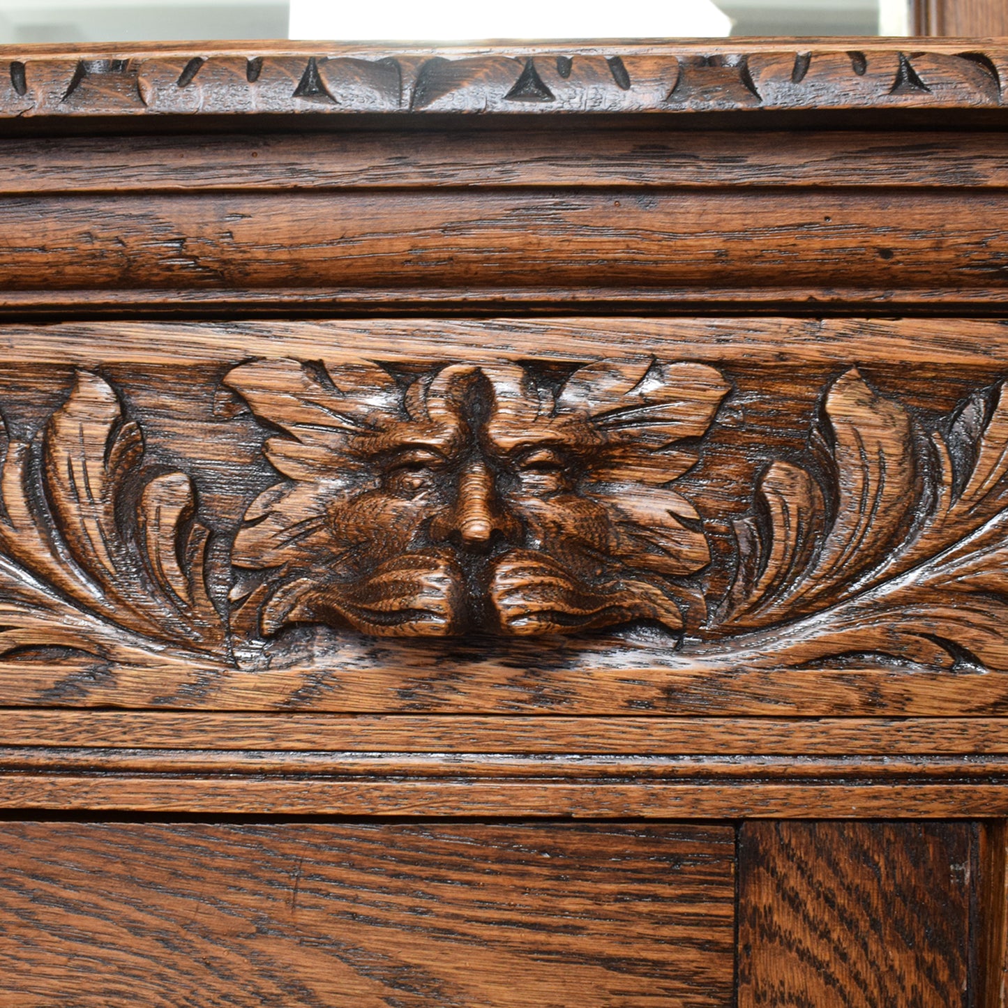 Antique Carved Green-Man Oak Dresser