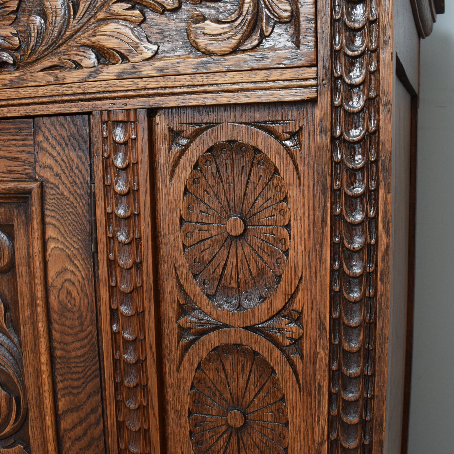 Antique Carved Green-Man Oak Dresser