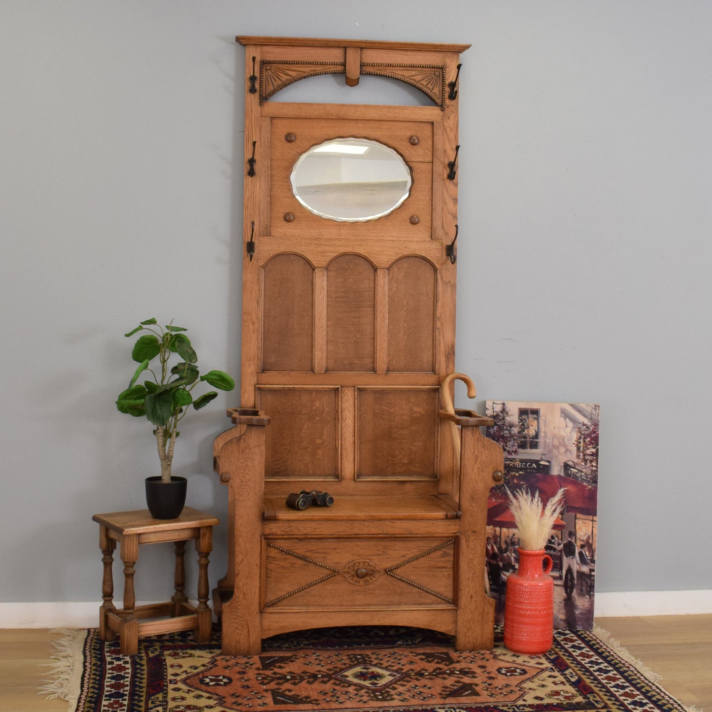 Refinished Oak Hall Stand