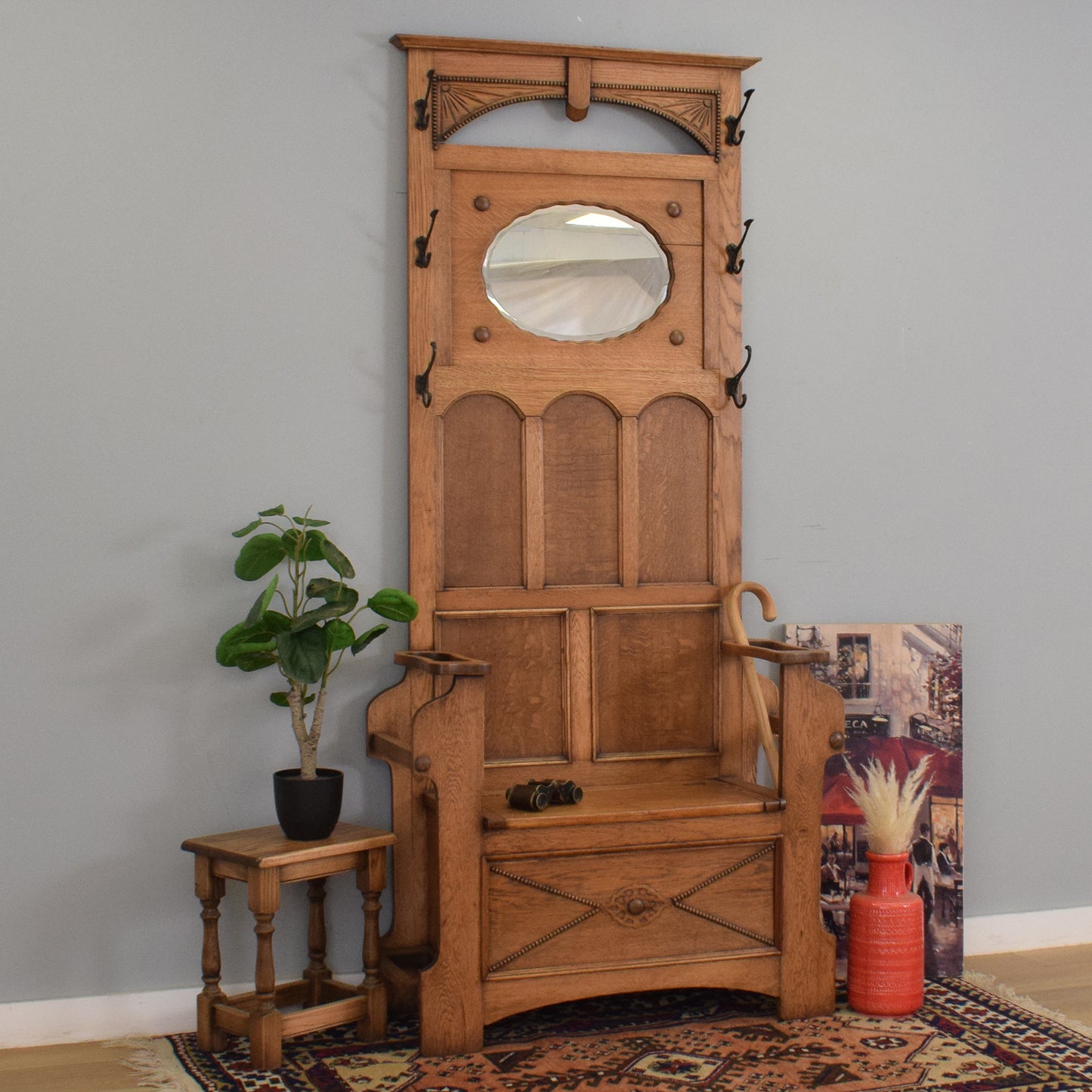 Refinished Oak Hall Stand