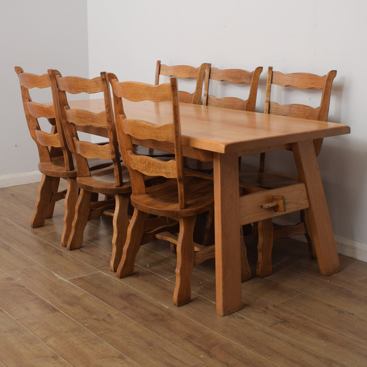 Solid Oak Table and Six Chairs