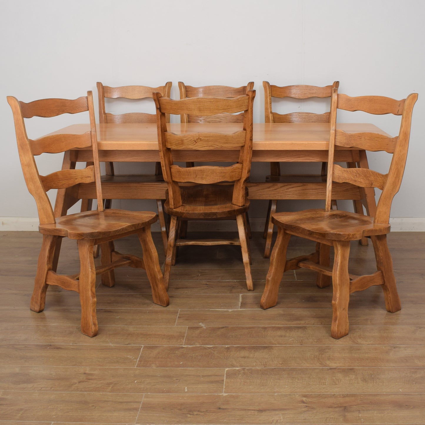 Solid Oak Table and Six Chairs