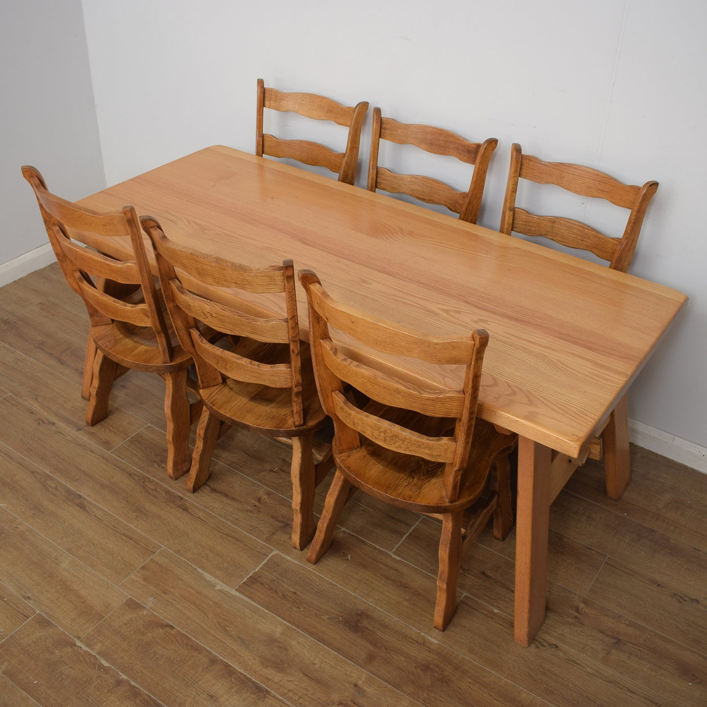 Solid Oak Table and Six Chairs