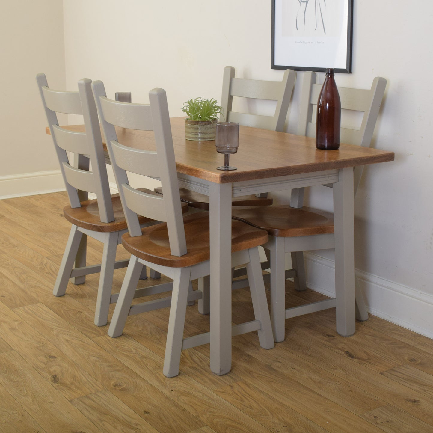 Painted Table And Four Chairs