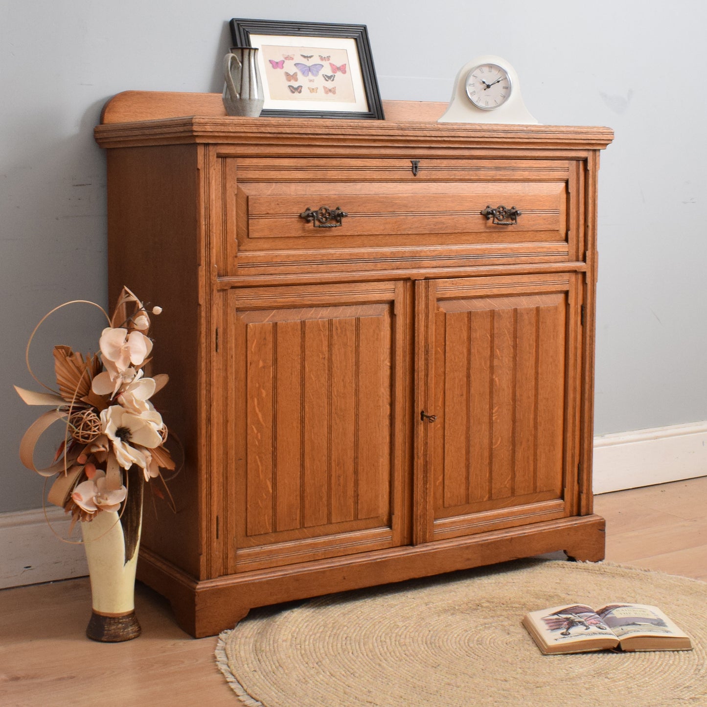 Solid Oak Secretaire Cabinet