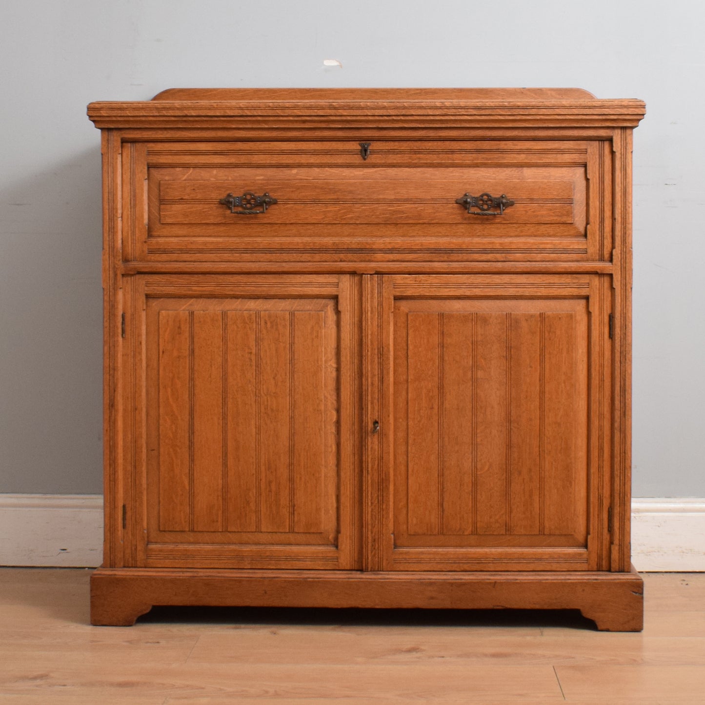 Solid Oak Secretaire Cabinet