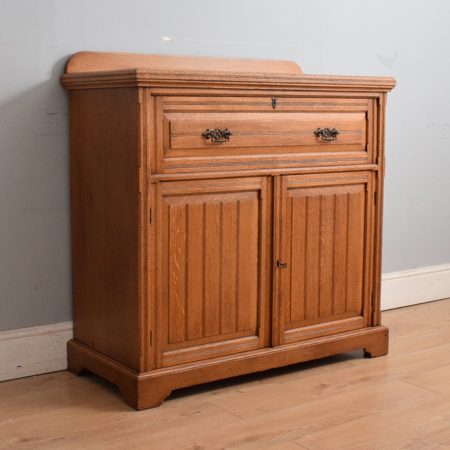 Solid Oak Secretaire Cabinet