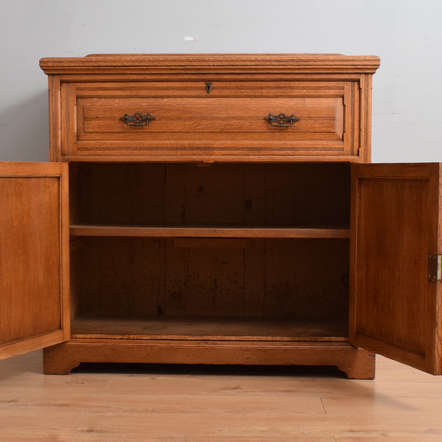 Solid Oak Secretaire Cabinet