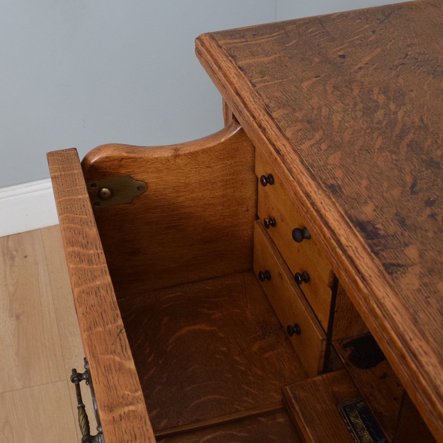 Solid Oak Secretaire Cabinet