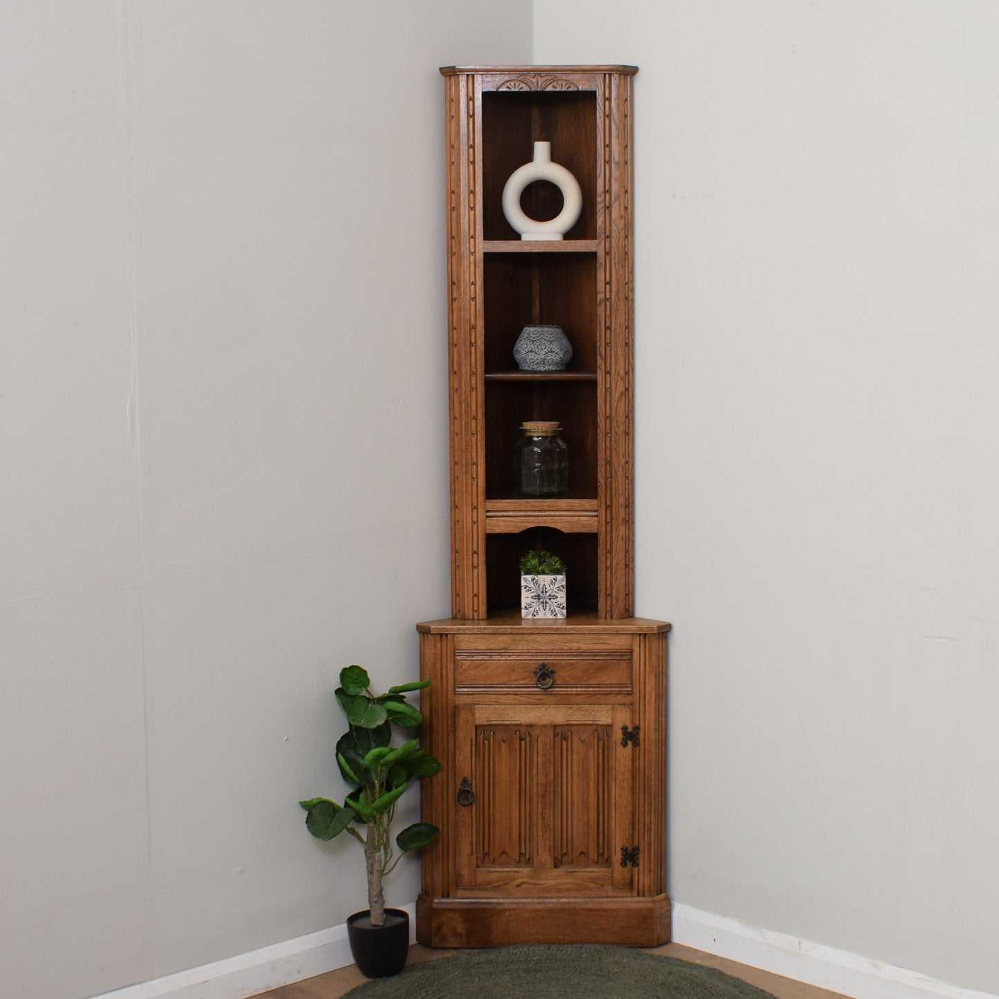 Restored Oak Slim Corner Unit