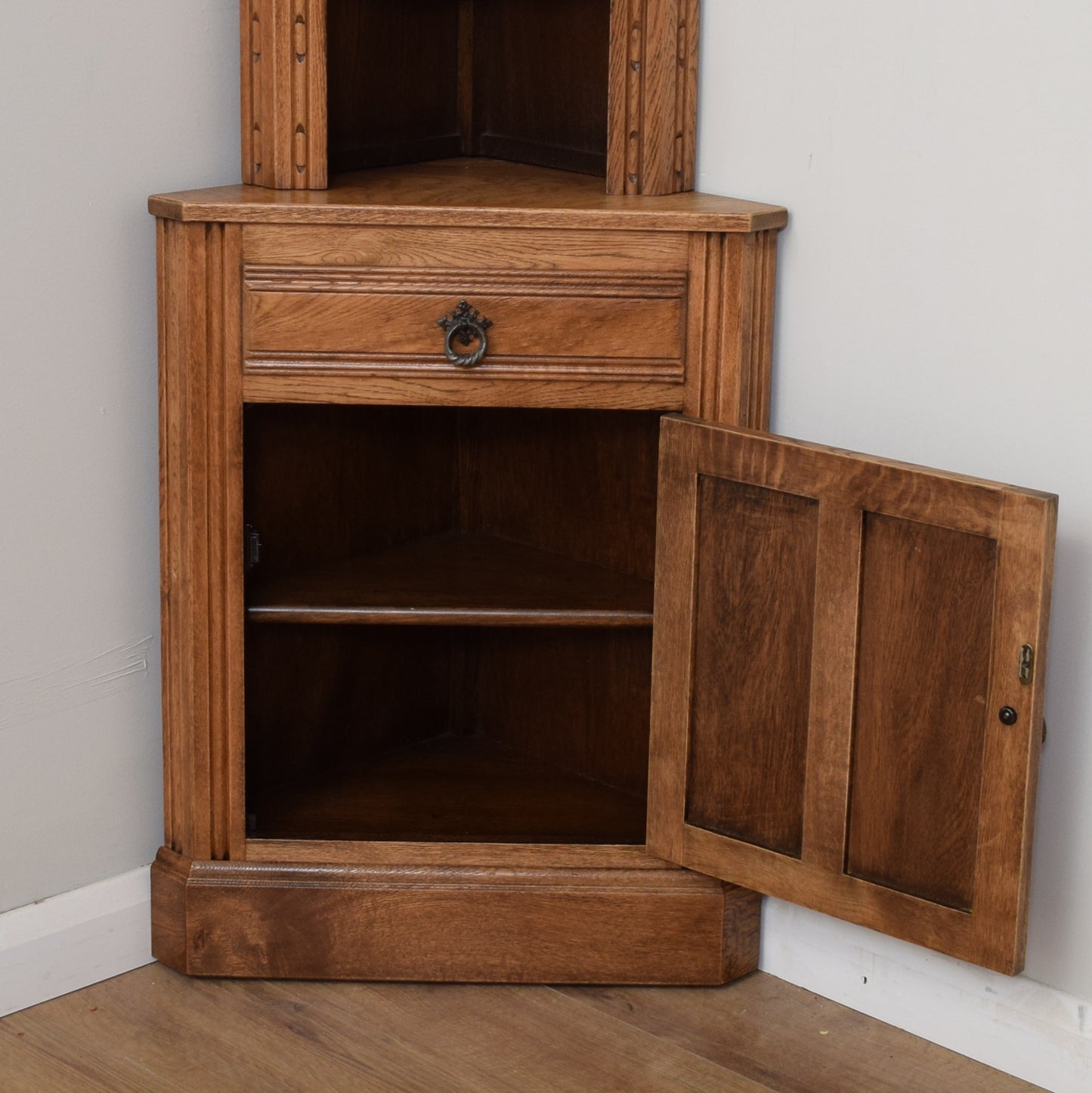 Restored Oak Slim Corner Unit