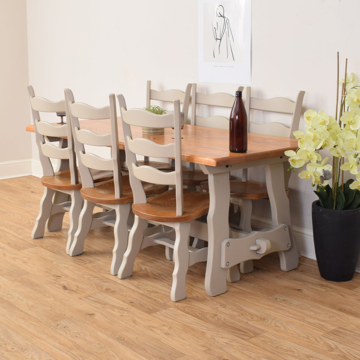 Painted Table And Six Chairs