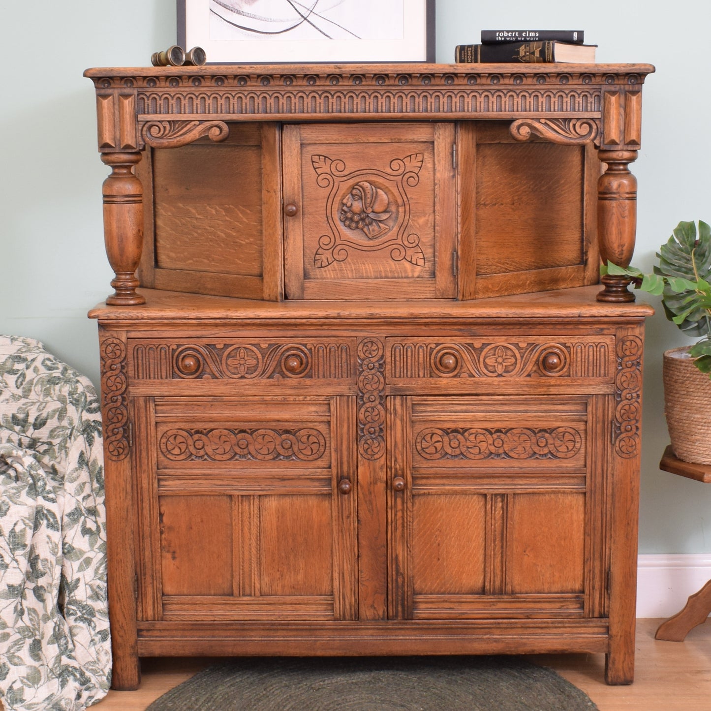 Carved Oak Court Cabinet