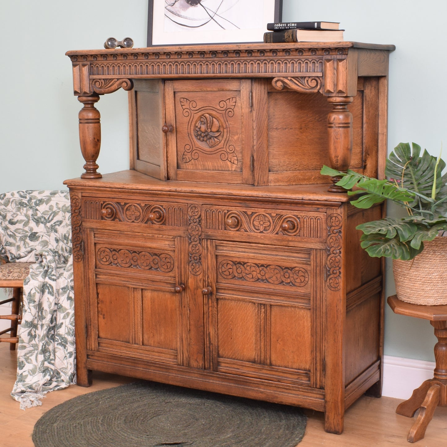Carved Oak Court Cabinet