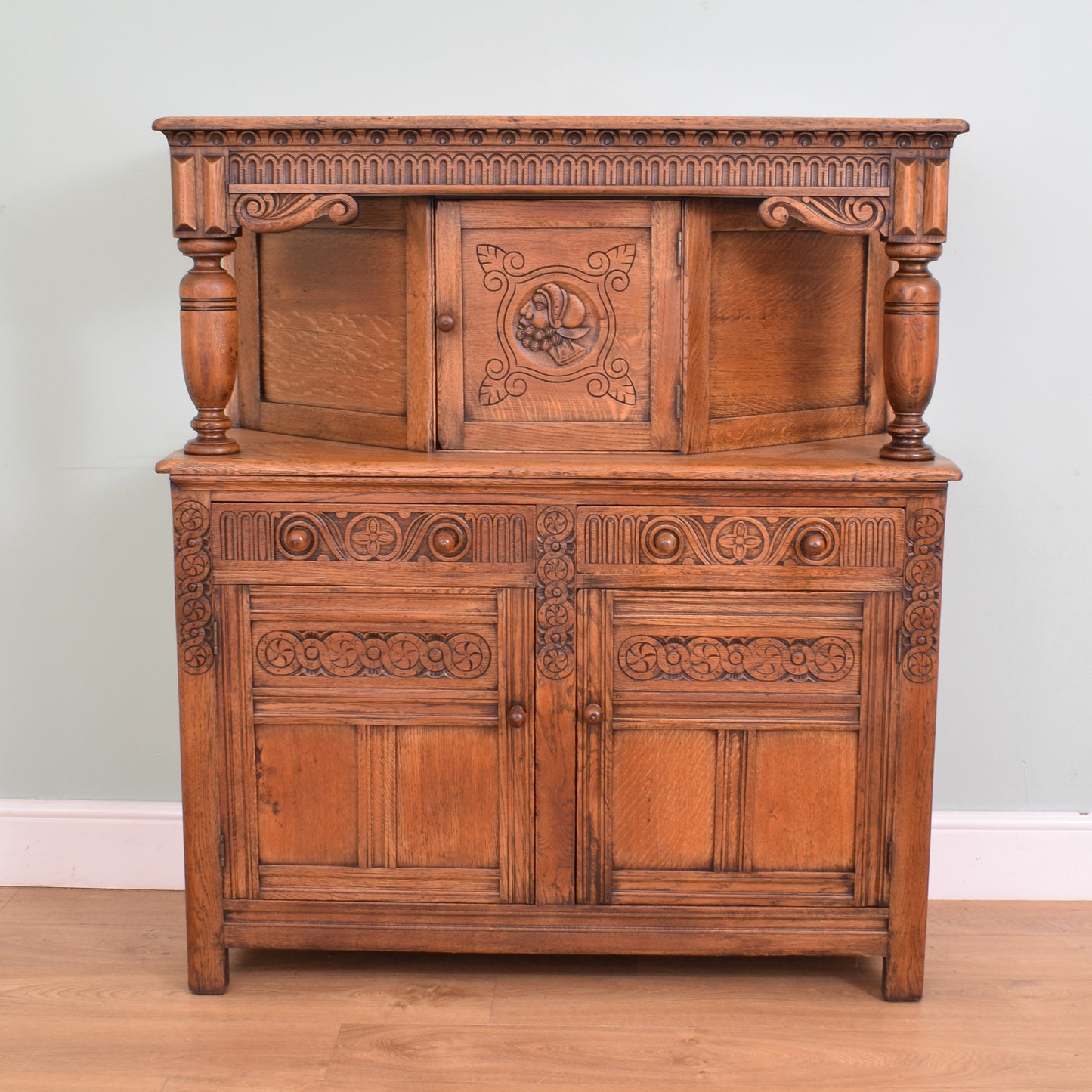 Carved Oak Court Cabinet