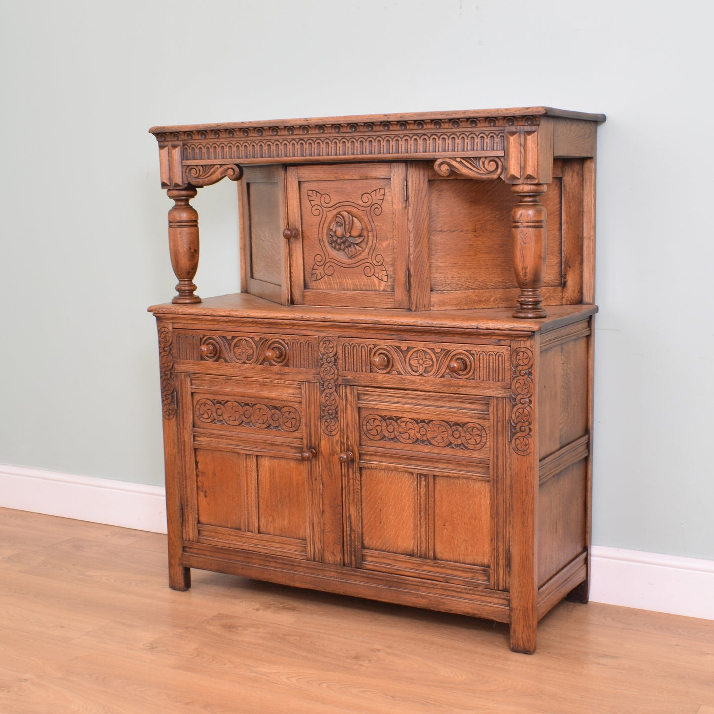 Carved Oak Court Cabinet