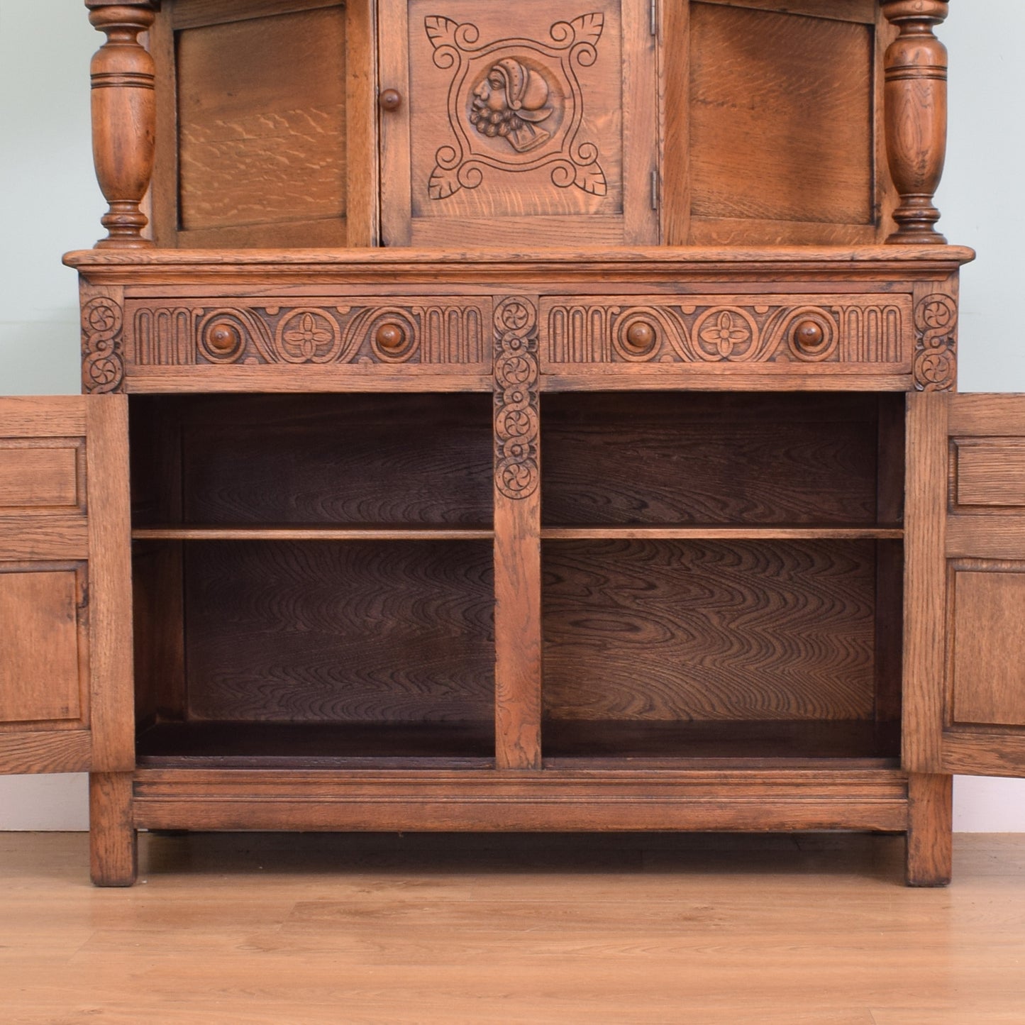 Carved Oak Court Cabinet