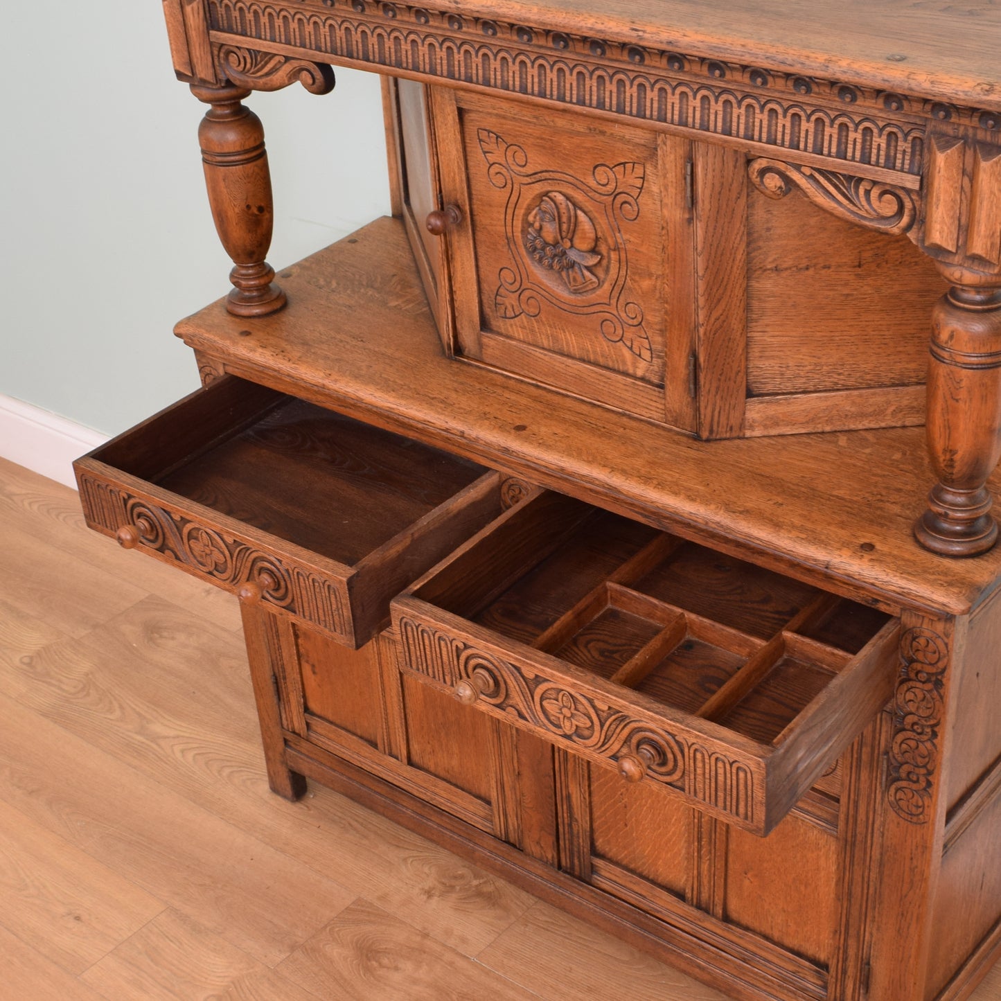 Carved Oak Court Cabinet