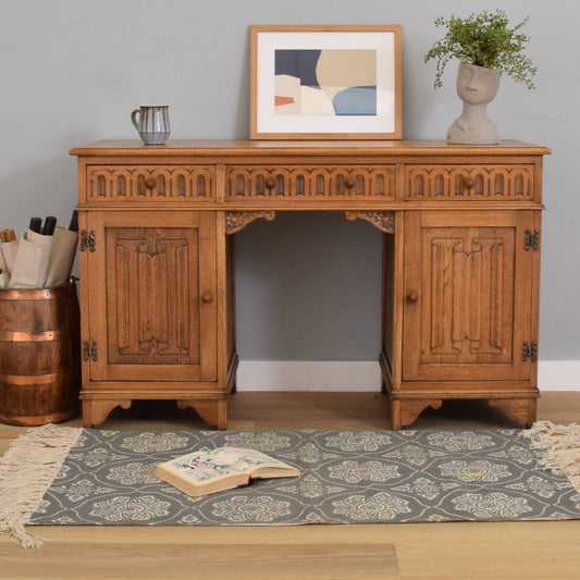 Restored Oak Linenfold Desk